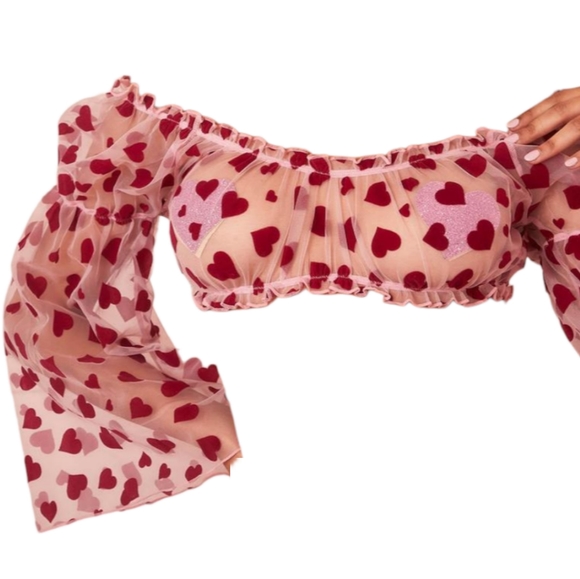 Sugar Thrills Flocked Chiffon Crop Top - Picture 6 of 11